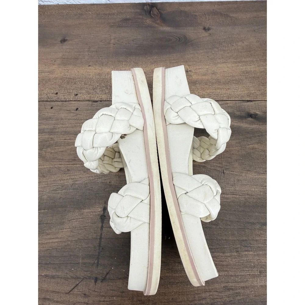 Dolce Vita Jacy Braided Platform Slide Sandals Off White Cream Womens Size 8